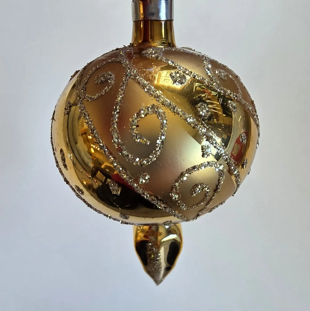 Christmas Ornament - Elegant Gold Glass Holiday Ornaments Set Of 4